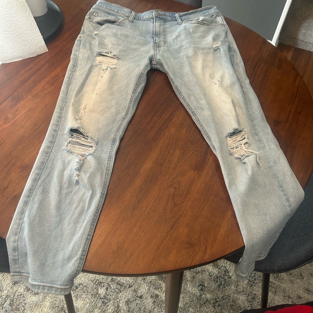 Good fellow slim 34/30 light wash ripped jeans